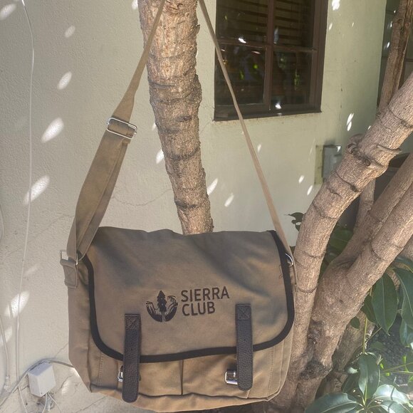 Sierra Club Tan Canvas Messenger Bag Crossbody with Adjustable Strap - Picture 14 of 14